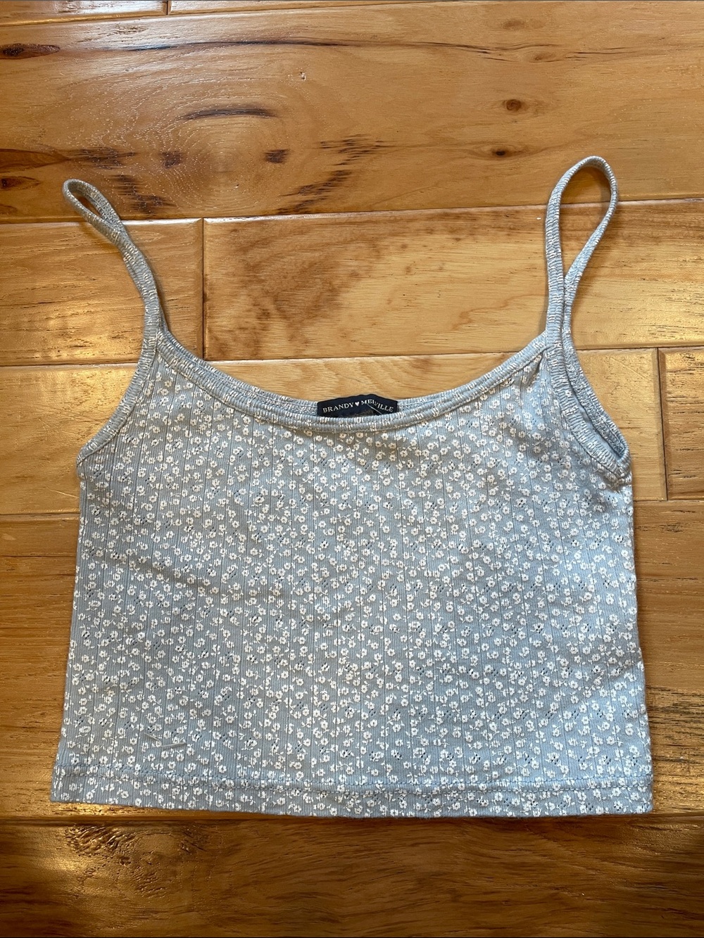 Brandy Melville Powder Blue Daisy Print Ribbed Cami